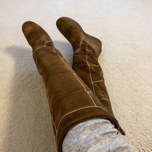 Michael Kors Brown Suede Shearling Tall Boots - Picture 9 of 12